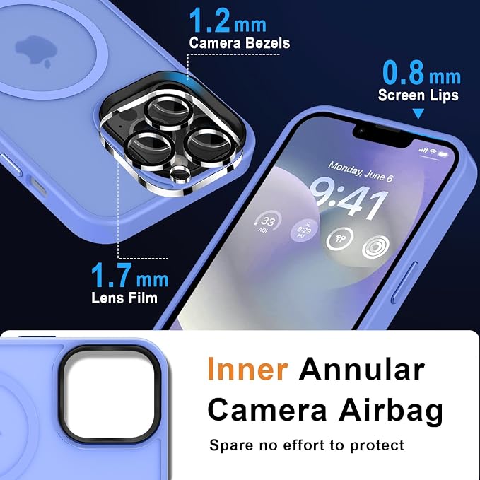 MOCCA Strong Magnetic for iPhone 12 Pro Max Case,[Compatible with Magsafe][Glass Screen Protector+Camera Lens Protector] Slim Thin Shockproof Cover Phone Case for iPhone 12 Pro Max 6.7",Blue