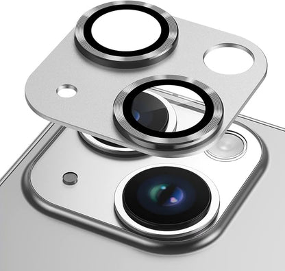 Korecase Camera Lens Protector for iPhone 14 /iPhone 14 Plus Metal Tempered Glass Camera Cover Film, Rear Lens Case Friendly for iPhone 14 /iPhone 14 Plus (Silver)
