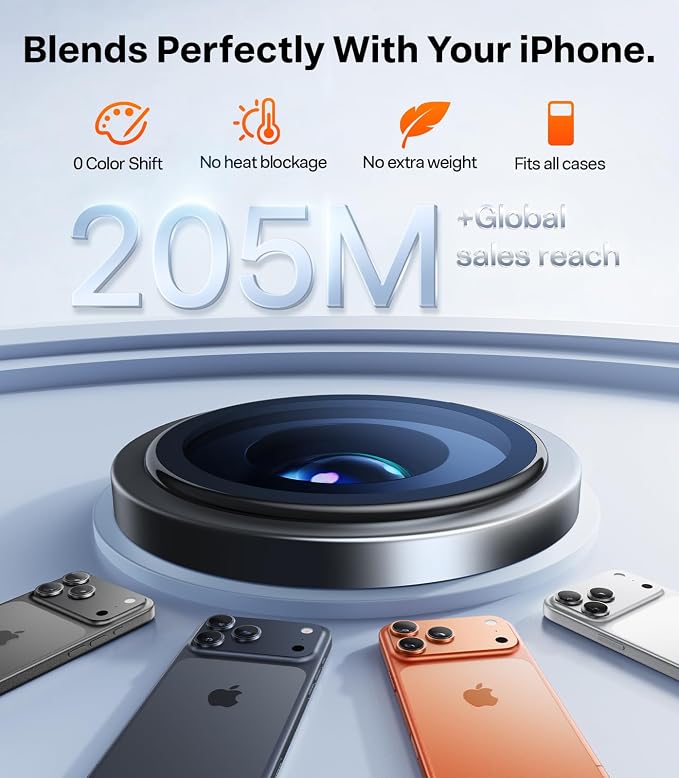 TORRAS 3-Year Ultimate Durability for iPhone 17 Pro Max/17 Pro Camera Lens Protector-1:1 Invisible Fit & Ultra Clarity, Military-Grade 9H+ Aerospace Glass Anti-Scratch Easy Installation,Gray