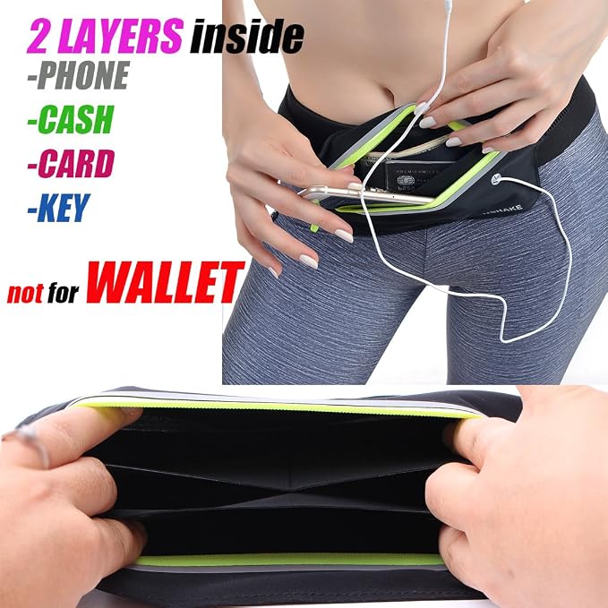 USHAKE Slim Running Belt, Ultra Light Bounce Free Waist Pouch Fitness Workout Belt Sport Waist Pack Exercise Waist Bag for Apple iPhone Samsung in Running Gym Marathon Cycling