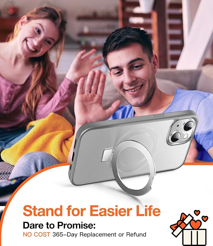 Chicfun 3-in-1 [Magnetic+Kickstand+Ring Holder] for iPhone 14 Plus Case with Stand Ring Holder， Compatible with MagSafe, Military Shockproof Kickstand Phone Case iPhone 14 Plus Cover Grey