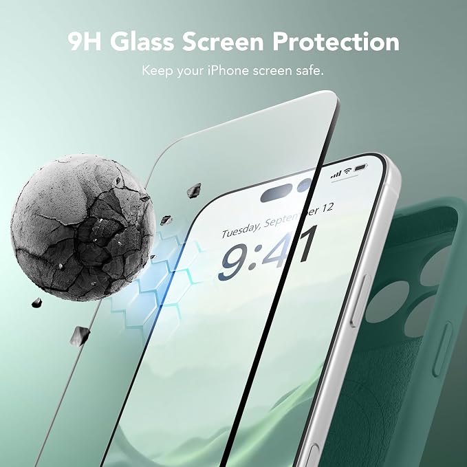 Magnetic for iPhone 17 Pro Max Case, Compatible with MagSafe, [Full Camera Protection][Screen Protector] Silicone Shockproof Protective Phone Case for iPhone 17 Pro Max 6.9", Midnight Green