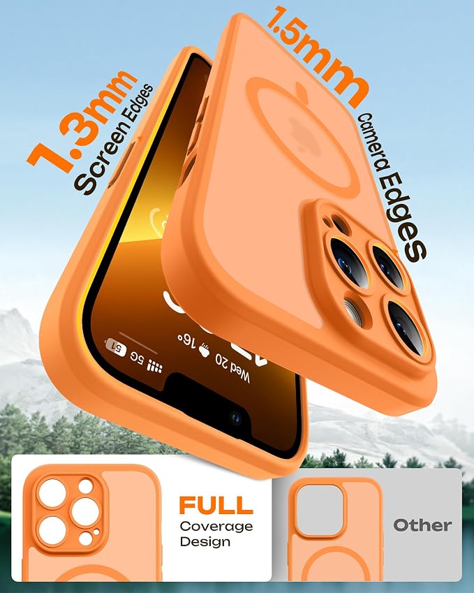 TOCOL for iPhone 13 Pro Max Case, Compatible with Magsafe Charger, Full Camera Protection, Translucent Matte for iPhone 13 Pro Max iPhone Case 6.7 inch (Orange)