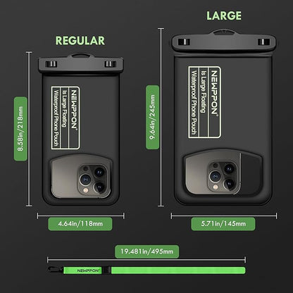 Floating Medium Waterproof Phone Pouch : 2 Pack Float Clear Cell Holder Protector with Lanyard - Universal Floatable Water Proof Dry Bag for iPhone Samsung Galaxy for Beach Swimming Pool