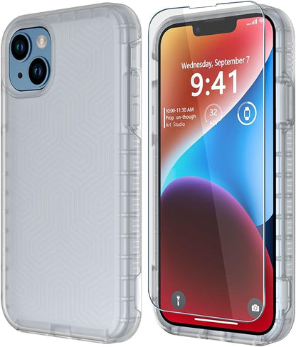 Diverbox for iPhone 14 case [Shockproof] [Dropproof] [Tempered Glass Screen Protector ],Heavy Duty Protection Phone Case Cover for Apple iPhone 14 (Clear-2in1)