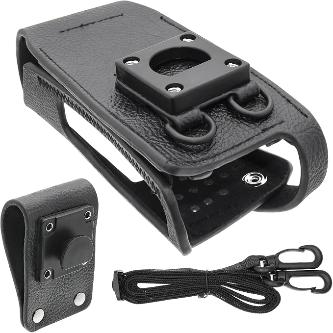 Two-Way Radio Case Leather Case with 3" Fixed Loop D-Ring for Motorola PMLN6099, PMLN6099A Black