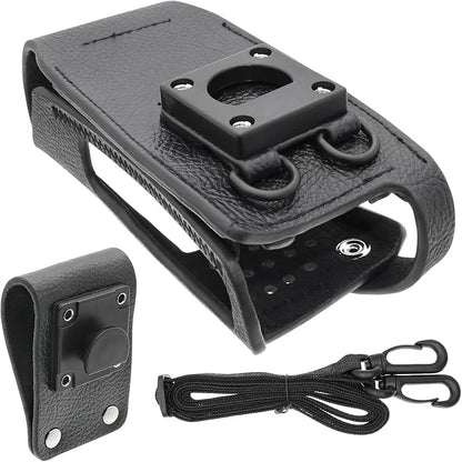 Two-Way Radio Case Leather Case with 3" Fixed Loop D-Ring for Motorola PMLN6099, PMLN6099A Black