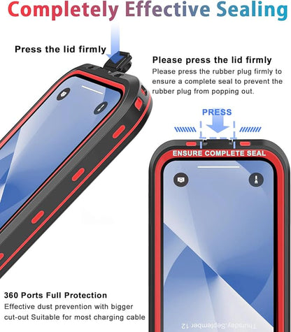 for iPhone 13 Case Waterproof Shockproof Dustproof Full-Body Sturdy with Camera Lens Protector and Built-in Screen Protector,Underwater Full Sealed Cover Protective for iPhone 13 (Red)