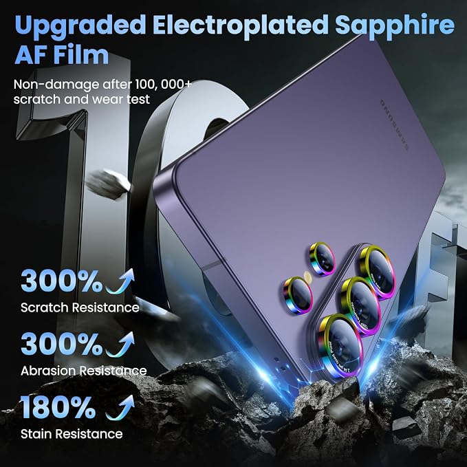 Uyiton for Samsung Galaxy S26 Ultra Camera Lens Protector - [Case-Friendly][Not Easy to Break][Ultra-Thin] Military-Grade Tempered Glass with Aluminum Metal Rear Camera Screen Cover - Colorful
