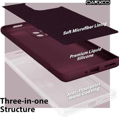 Oakxco for Motorola Moto Edge Plus 2023 Case Silicone, Thin Slim Grip Soft Rubber Gel Protective Phone Case for Women, Matte Plain Solid Color Aesthetic Cute Girly Case with Camera Cove, Burgundy Wine