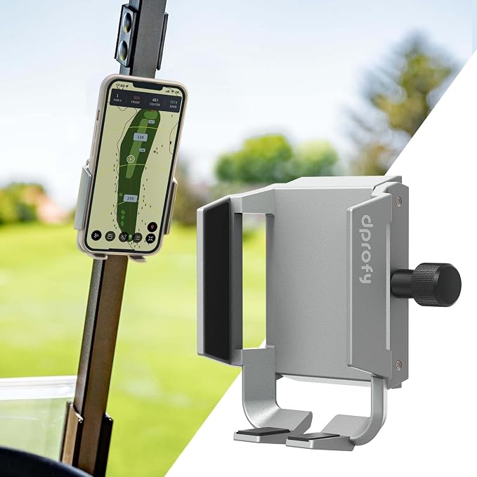 Dprofy Magnetic Golf Cart Phone Holder Golf Gifts for Men Golfers Golf Accessories Fit for All Popular Smart Phones Special Design for Thick Case and Ring Holder (Grey)