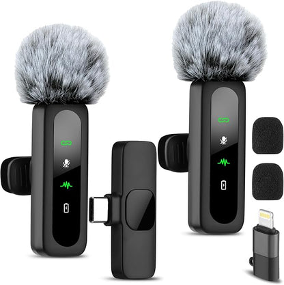 Wireless Mini Microphone for iPhone-Noise Reduction Lapel Mic for Ipad, Android,Clip-on Mini Microphone,Ideal for Vlog Tiktok YouTube Podcast Content Creator