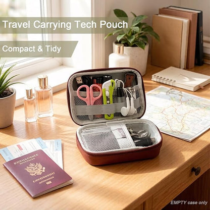 Travel Organizer EDC Pouch - PU Hard Shell Case for Electronics, 5.5x3.9 Inch, for Daily Commute, Business Trip, Weekend Getaway - Lightweight Unisex (Case Only)