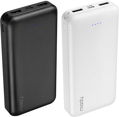 Miady 2-Pack Portable Charger PD 22.5W Power Bank 20000mAh Battery Pack | 74Wh丨Fast Charging丨3 Outputs 2 Inputs丨High Capacity丨Compatible with iPhone 17 iPad Android etc丨for Travel Camping丨Black+White
