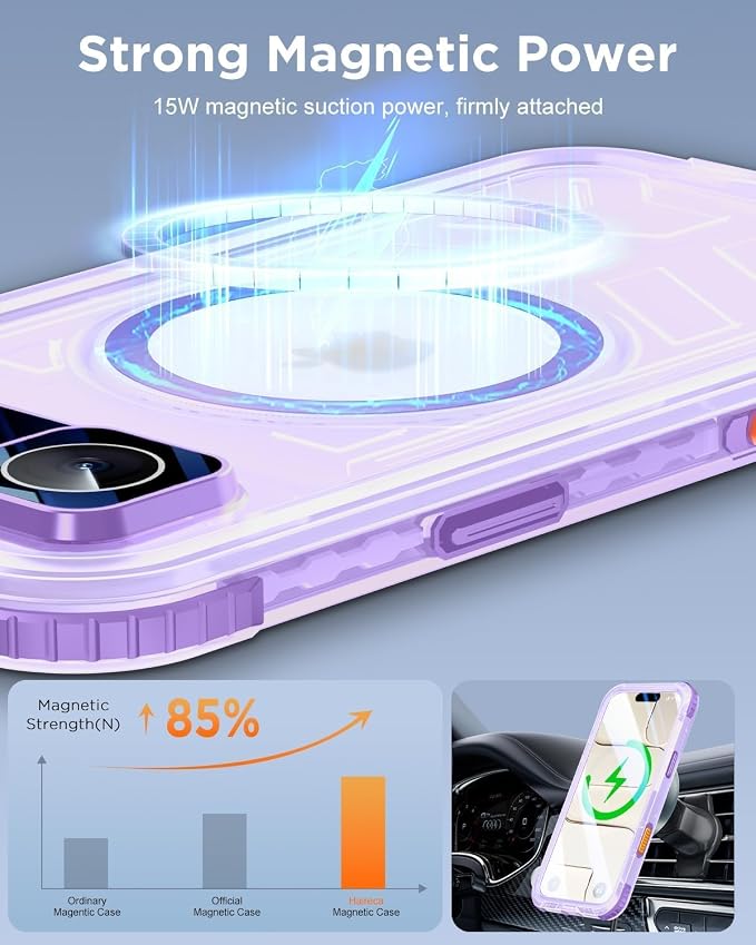 for iPhone Air Waterproof Case with Magsafe, Built-in [Camera & Screen Protector] [Lanyard], IP68 Water Proof Full Body Dustproof Heavy Duty Frosted Protective Phone Cover, 6.7" Purple