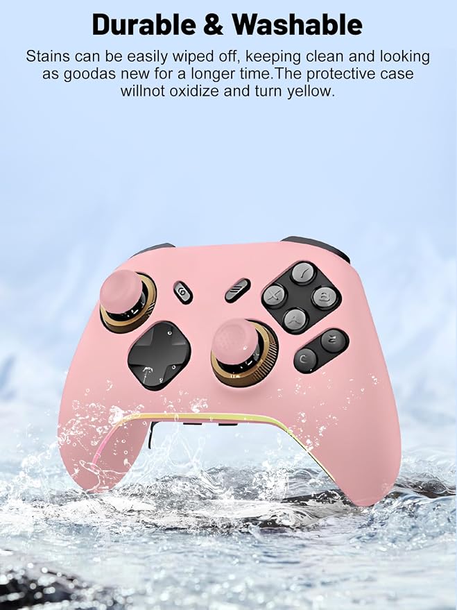 Silicone Protective Case for Flydigi Vader 5 Pro Wireless Controller, Full-Body Protective Cover with Precise Cutout, Shockproof Dustproof Protector Sleeve & Scratch-Resistant Sleeve (Pink)