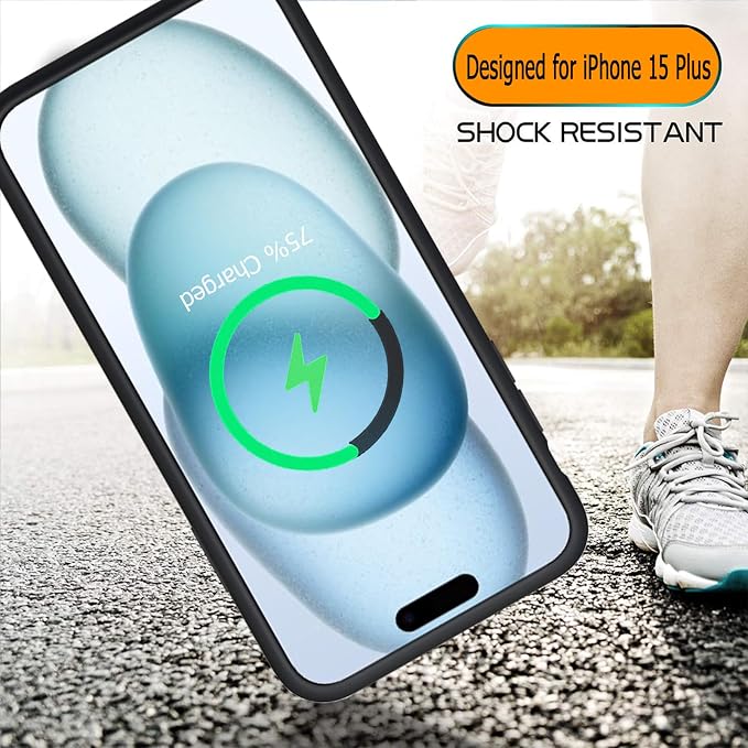 Battery Case for iPhone 15 Plus, Full Encircle 12000mAh High Capacity Rechargeable Portable Charger Case Extended Battery Pack for iPhone 15 Plus (6.7 inch) Wireless Charging Case with Carplay-Black