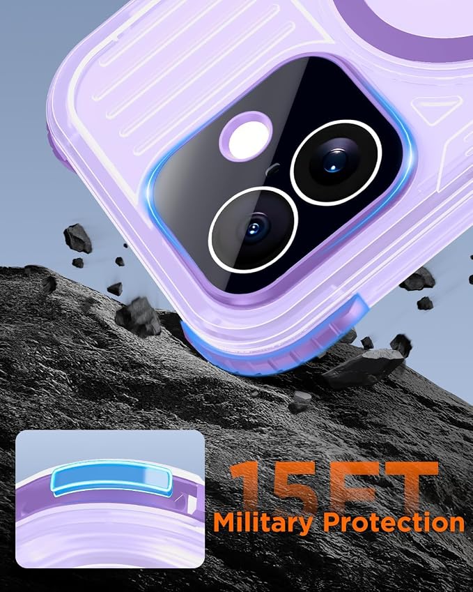 for iPhone 17 Waterproof Case with Magsafe, Built-in [Camera & Screen Protector] [Lanyard], IP68 Water Proof Full Body Dustproof Heavy Duty Frosted Protective Phone Cover, 6.1" Purple