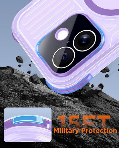 for iPhone 17 Waterproof Case with Magsafe, Built-in [Camera & Screen Protector] [Lanyard], IP68 Water Proof Full Body Dustproof Heavy Duty Frosted Protective Phone Cover, 6.1" Purple