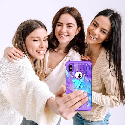 Hocase for iPhone Xs Max Case, Heavy Duty Shockproof Protection Soft Silicone Rubber+Hard Plastic Bumpers Hybrid Protective Case for iPhone Xs Max (6.5") 2018 - When Purple Meets Blue