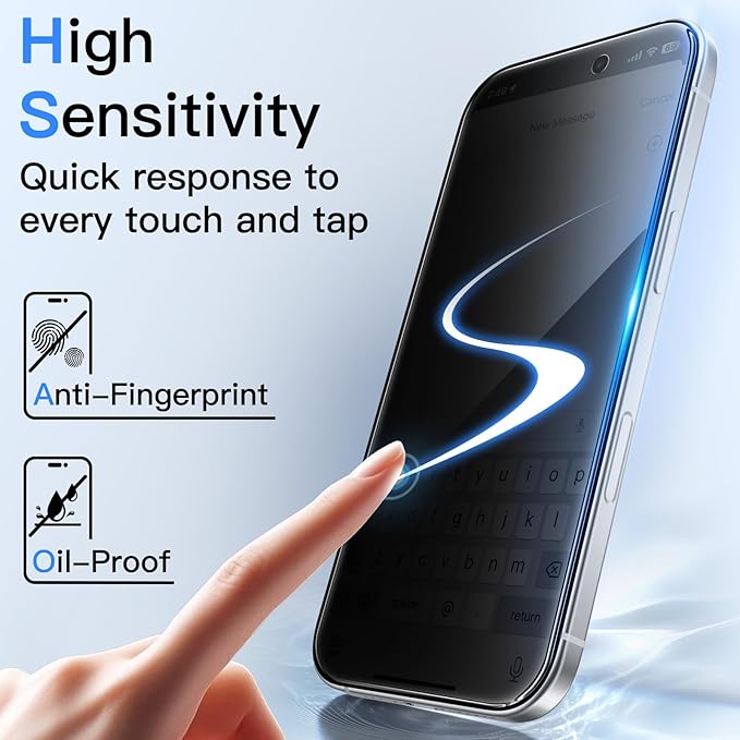 JETech Privacy Screen Protector for iPhone 17 Pro 6.3-Inch with Camera Lens Protector, Anti-Spy Tempered Glass Film, Easy Installation Tool, 2-Pack Each