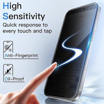 JETech Privacy Screen Protector for iPhone 17 Pro 6.3-Inch with Camera Lens Protector, Anti-Spy Tempered Glass Film, Easy Installation Tool, 2-Pack Each