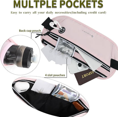 Slim Running Belt for Women Men Runners Fanny Packs With Phone Holder Hidden Pockets Exercise Waist Bag for Marathon Workout