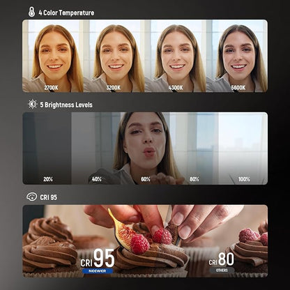 NEEWER BASICS Magnetic Selfie Light Compatible with MagSafe iPhone,CRI95 700lx/0.3m Folding LED Phone Fill Ring Lighting with Mirror for Zoom Makeup Photography Recording Video Conference, Black NL48B
