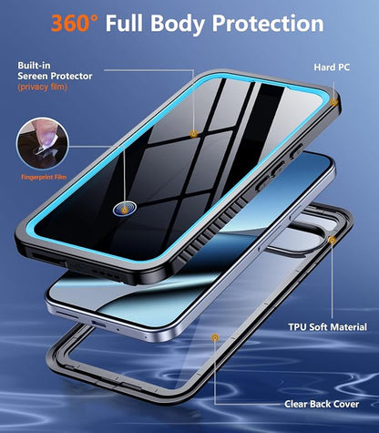 Temdan for Google Pixel 10 Pro XL Case Waterproof,Built-in Lens & Screen Protector[Full Body Shockproof][Military Dropproof][Dustproof][IP68 Underwater] for Pixel 10 Pro XL 6.8”-Blue/Clear