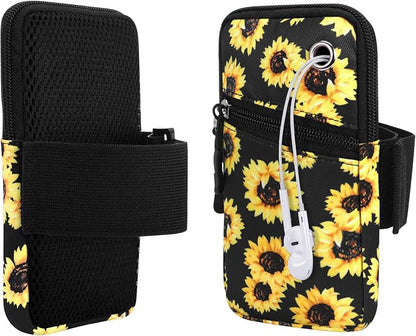 Cell Phone Armbands Pouch for Women Running Bag Compatible with Cellphone 6.28 Inches Full-Screen, Sunflower