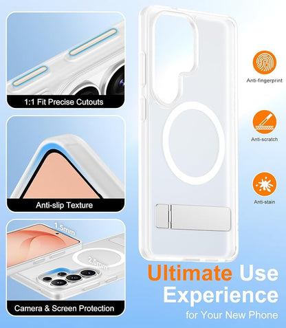 Magnetic for Samsung Galaxy S26 Ultra Case, [Innovate Stand][Military Grade Drop Protection][Non Slip][Translucent Matte] Shockproof Phone Case for Galaxy S26 Ultra 2026 -Clear Matte