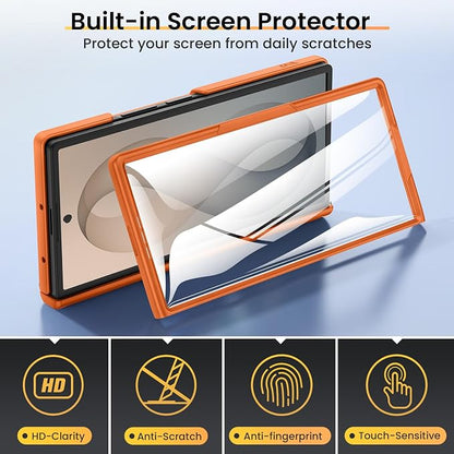 VEGO for Galaxy Z Fold 8 Ultra Case with Screen Protector & Stand, Orange | Built-in Slide Camera Cover[Hinge Protection]Protective Military Grade Shockproof Phone Case for Samsung Fold 8 Ultra 5G 2026