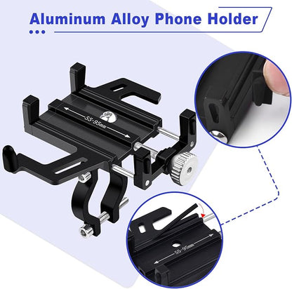 NineLeaf 3PK Bike Phone Mount Holder, Aluminum Motorcycle Phone Mount, Handlebar Mount Phone Holder 90°180°270°360°Rotating for Exercise Bike Ebike Scooter Camera Friendly Suitable for2.2-3.7" Phones
