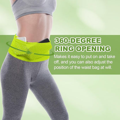 Slim Running Belt, Running Fanny Pack Phone Holder for Women Men Waist Bag Moisture Wicking Storage Belts Bag- Fitting for (Storage Phone-Travel- Sports- Hiking) Yellow & L