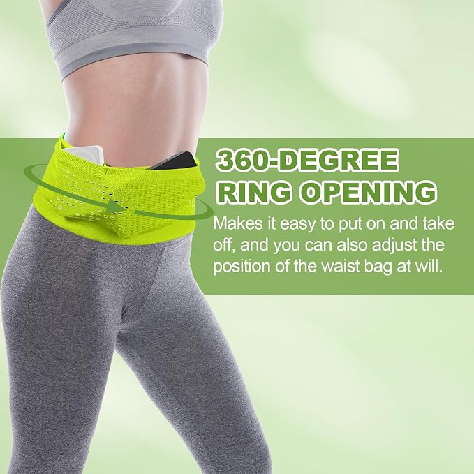 Slim Running Belt, Running Fanny Pack Phone Holder for Women Men Waist Bag Moisture Wicking Storage Belts Bag- Fitting for (Storage Phone-Travel- Sports- Hiking) Yellow & S
