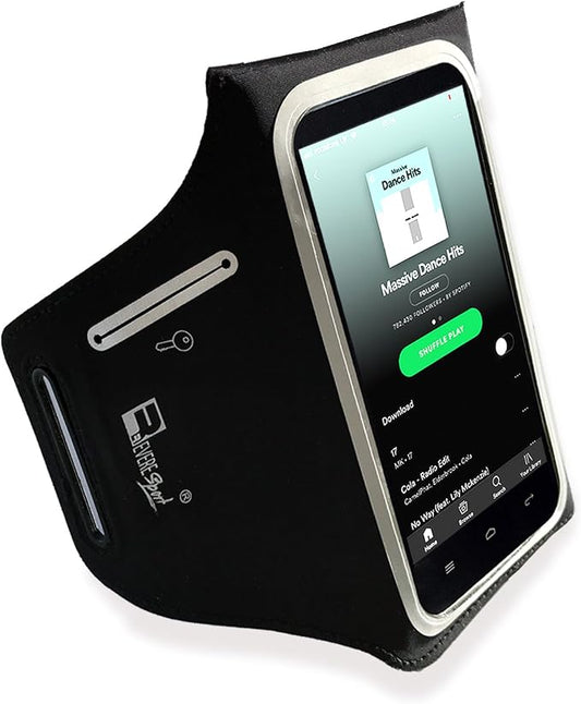RevereSport Compatible iPhone 12 Pro Waterproof Running Armband with Extra Pockets for Keys, Cash and Credit Cards. Phone Arm Holder for Sports, Gym Workouts and Exercise Black