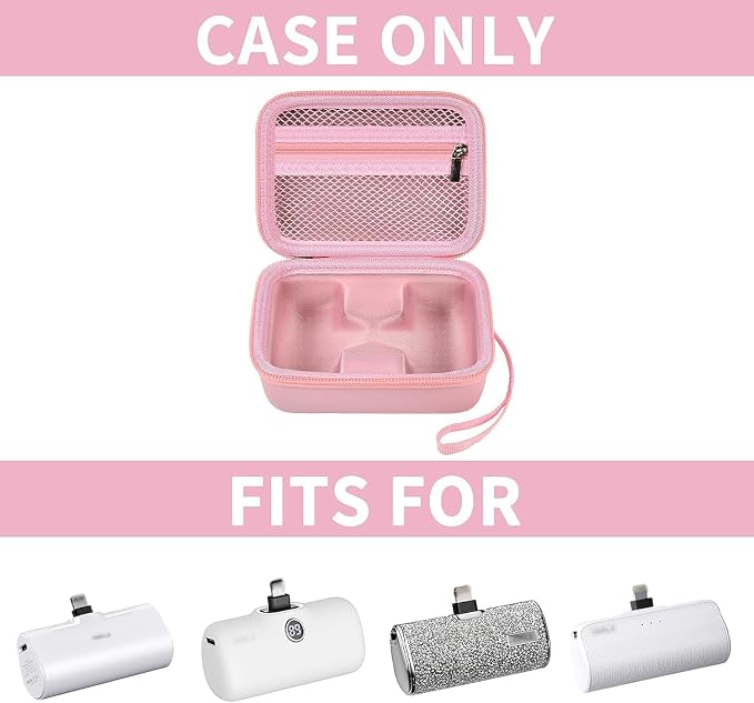 casmilee Portable Charger Power Bank Case for 2PCS Swyop/for Feob/for Charmast/for JEJILL/for LanLuk/for VEGER/for iWALK/for Taegila/for Kuulaa and More Small Charging Battery Pack - Bag Only (Pink)