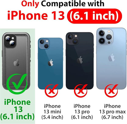 SPORTLINK for iPhone 13 Waterproof Phone Case, Built-in Shockproof Screen Protector, Full Body Cover Protective Heavy Duty Dropproof IP68 Underwater Dustproof for iPhone 13 6.1 Inch (Black)