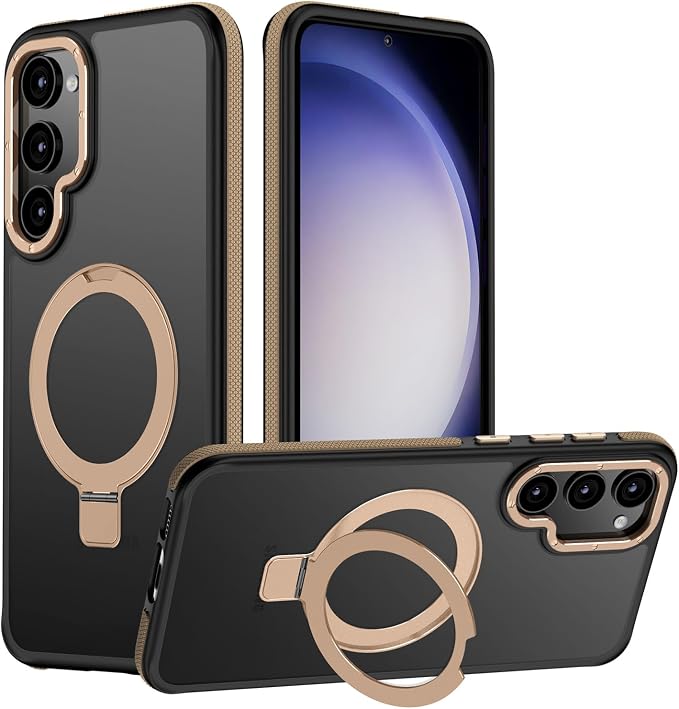 for Samsung Galaxy S23 Plus Case, Magnetic Adjustable Ring Stand [Fit for Magsafe], [Military-Grade Shockproof Protection] Phone Case with Kickstand&Ring Holder (Desert Gold)