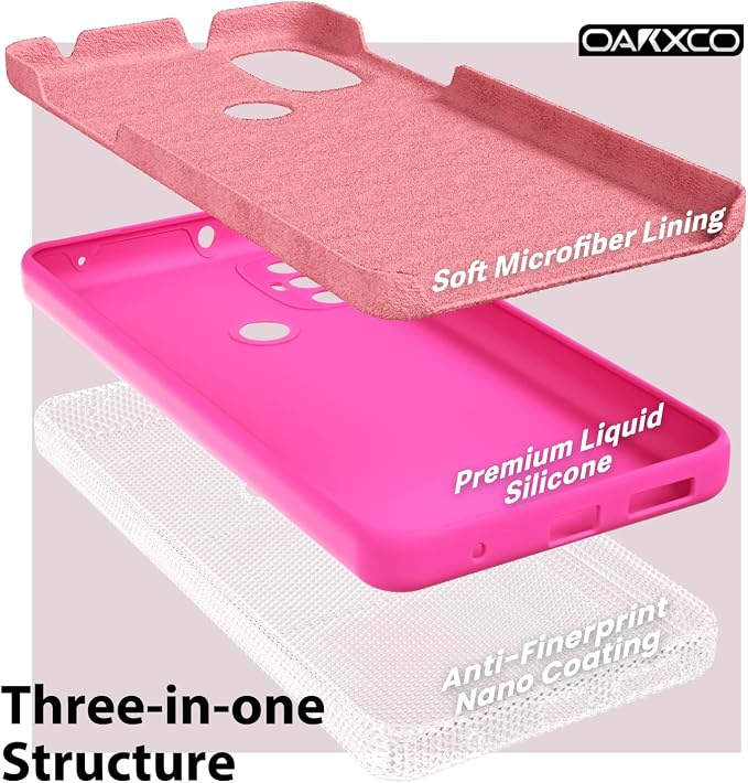 oakxco for Motorola Moto G Power 2022 Phone Case/Moto G Play 2023 Phone Case Liquid Silicone, Neon Bright Solid Color, Thin Slim Soft Rubber Gel Matte TPU Plain Simple Cover, Hot Pink Fuchsia