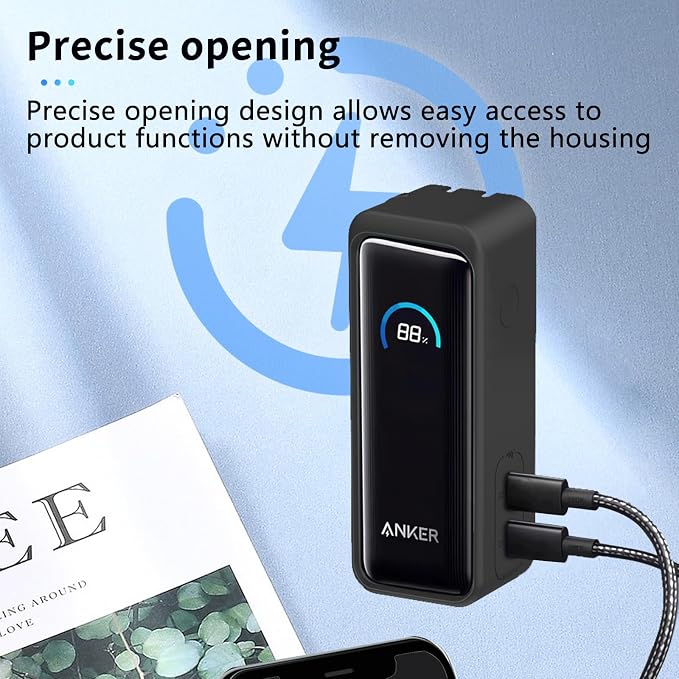 NOUKAJU Case for Anker Prime Power Bank 9600mAh 65W Output, Silicone Protective Cover,Drop-Proof,Scratch-Proof,Shock-Proof,Protective Case for Anker Prime Power Bank 9600mAh(Black)