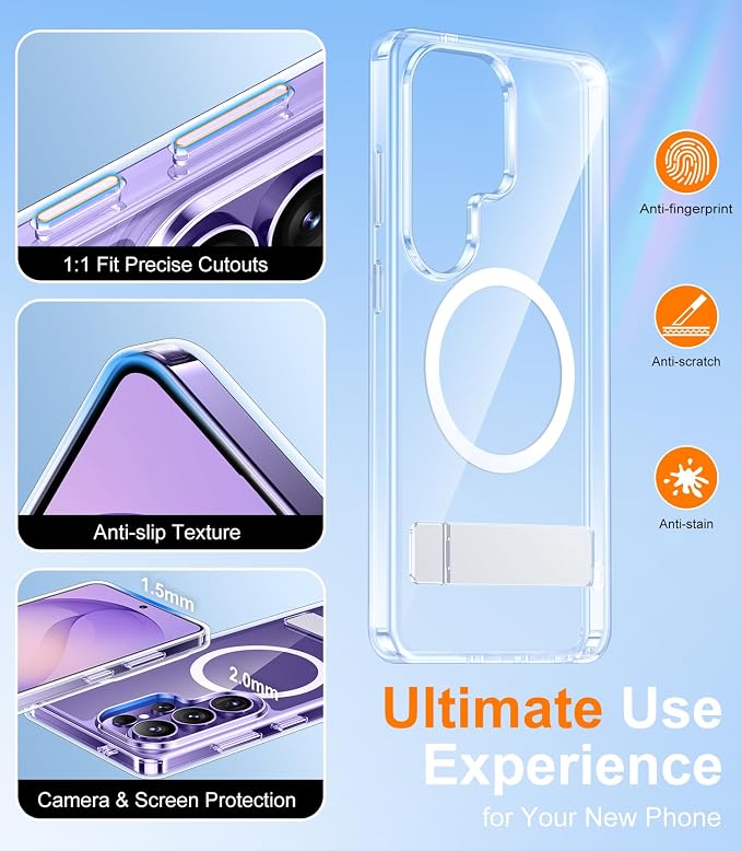 Magnetic for Samsung Galaxy S26 Ultra Case, [Innovate Stand][Military Grade Drop Protection][Non Slip][Non-Yellowing] Shockproof Phone Case for Galaxy S26 Ultra 2026 -Clear