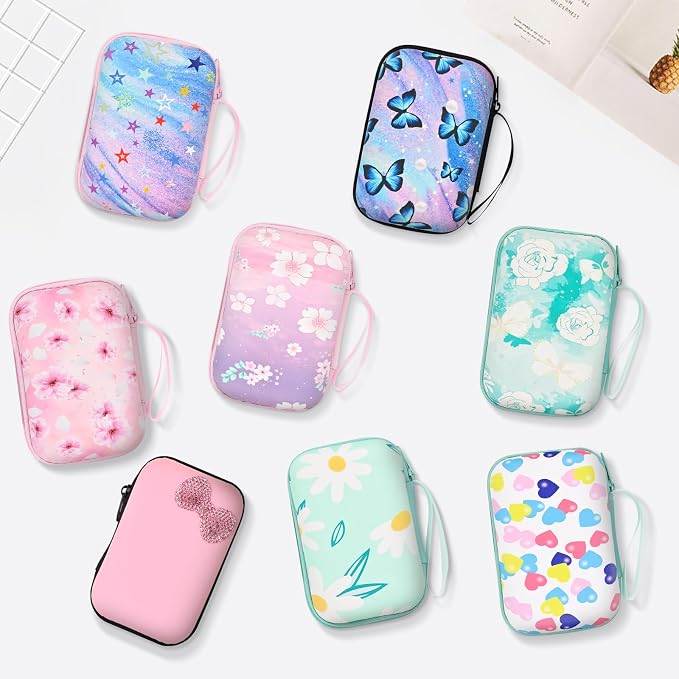 Phone Charger Case Storage Set with Cute Bow Cable Protector with Carrying Cable Case Bag,Cord Organizer, USB Earphone Wire Saver Organizer Charger Protector for iPhone (Pink Bow)