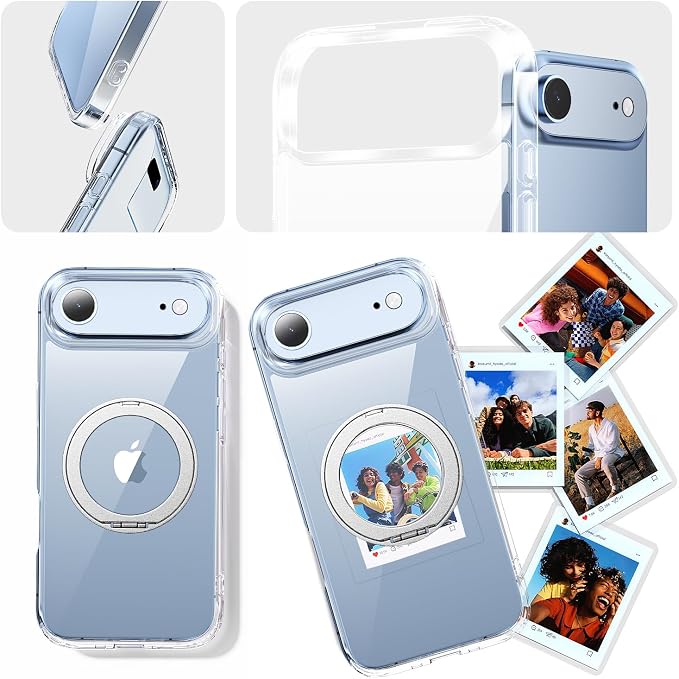 3 in 1 for iPhone Air Case Stand |Build in Kickstand,Screen Protector *1 & Camera Lens Protector*1, Not Yellowing, Fits MagSafe, Military-Grade Protection