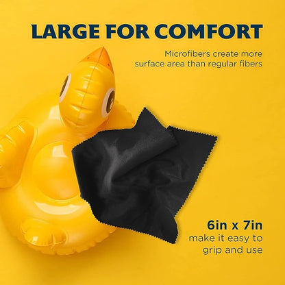 Purity Microfiber Lens Cleaning Cloth - Machine Washable, Lint-Free Ultra-Fine Microfiber Cloth- Cleans Eyeglasses, Screens, Lenses, Phones and Other Delicate Surfaces (Pack of 6, Black)