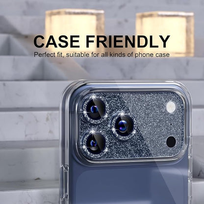 Choiche Compatible for iPhone 17 Pro Max Camera Lens Protector, Bling Camera Cover with 9H Tempered Glass Lens Screen Protector Metal Ring Decoration Accessories 6.9-inch (Glitter-Blue)