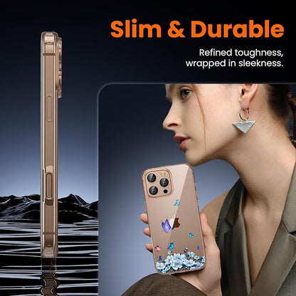 3 in 1 for iPhone 16 Pro Case Clear, Screen Protector *1 & Camera Lens Protector*1, Print Shockproof for iPhone 16 Pro Phone Case 6.3 inch Floral