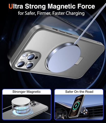 Chicfun 3-in-1 [Magnetic+Kickstand+Ring Holder] for iPhone 12 Pro Max Case Stand Ring Holder Compatible with MagSafe, Military Shockproof Protective Matte iPhone 12 Pro Max Phone Case Kickstand Cover
