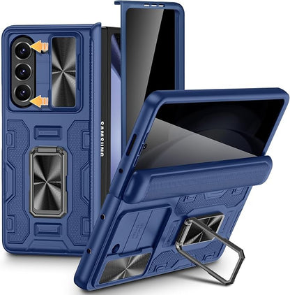 VEGO for Fold 5 Case with Privacy Screen Protector & Hinge Protection | Slide Camera Cover,Built-in Magnetic Ring Stand, Full-Body Shockproof Protective Case for Samsung Galaxy Z Fold 5 2023