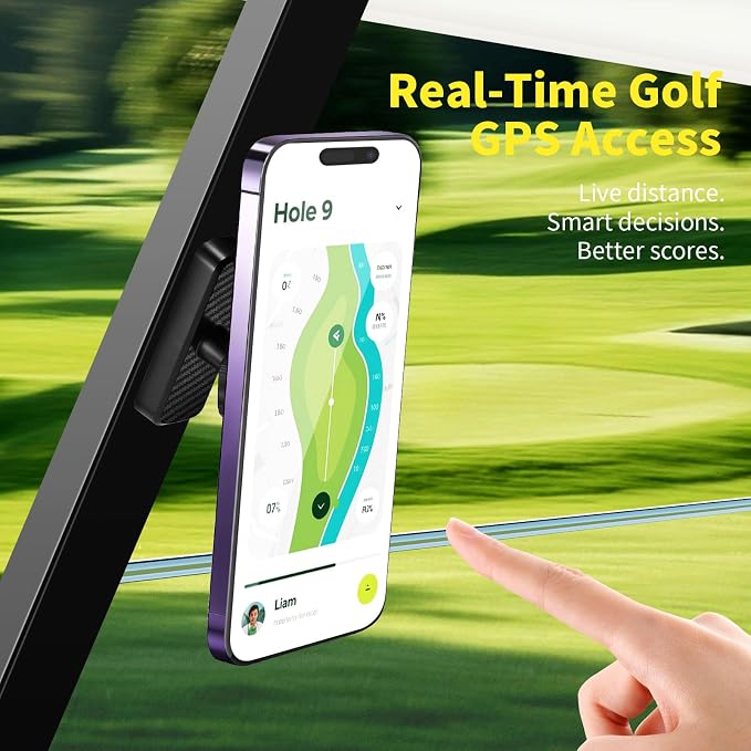 Magnetic Golf Cart Phone Holder Mount, Magnetic Phone Holder for Gym, Compatible with All Phones, Golfing Accessories Essentials Gifts for Men Women（Black）